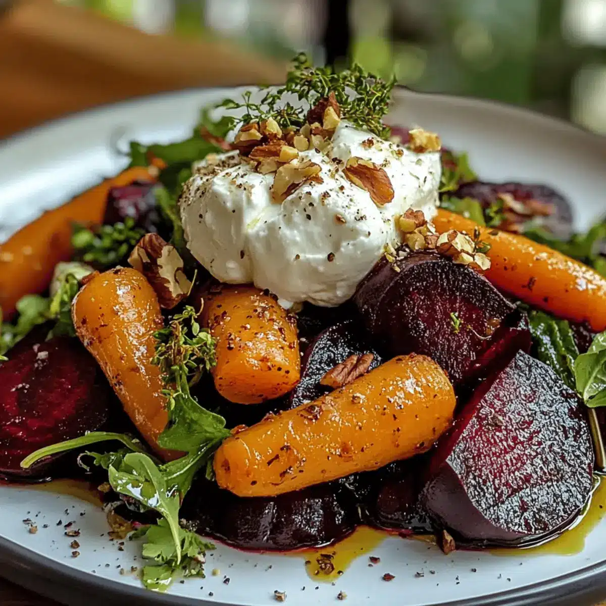 Roasted Beets and Carrots Salad with Burrata