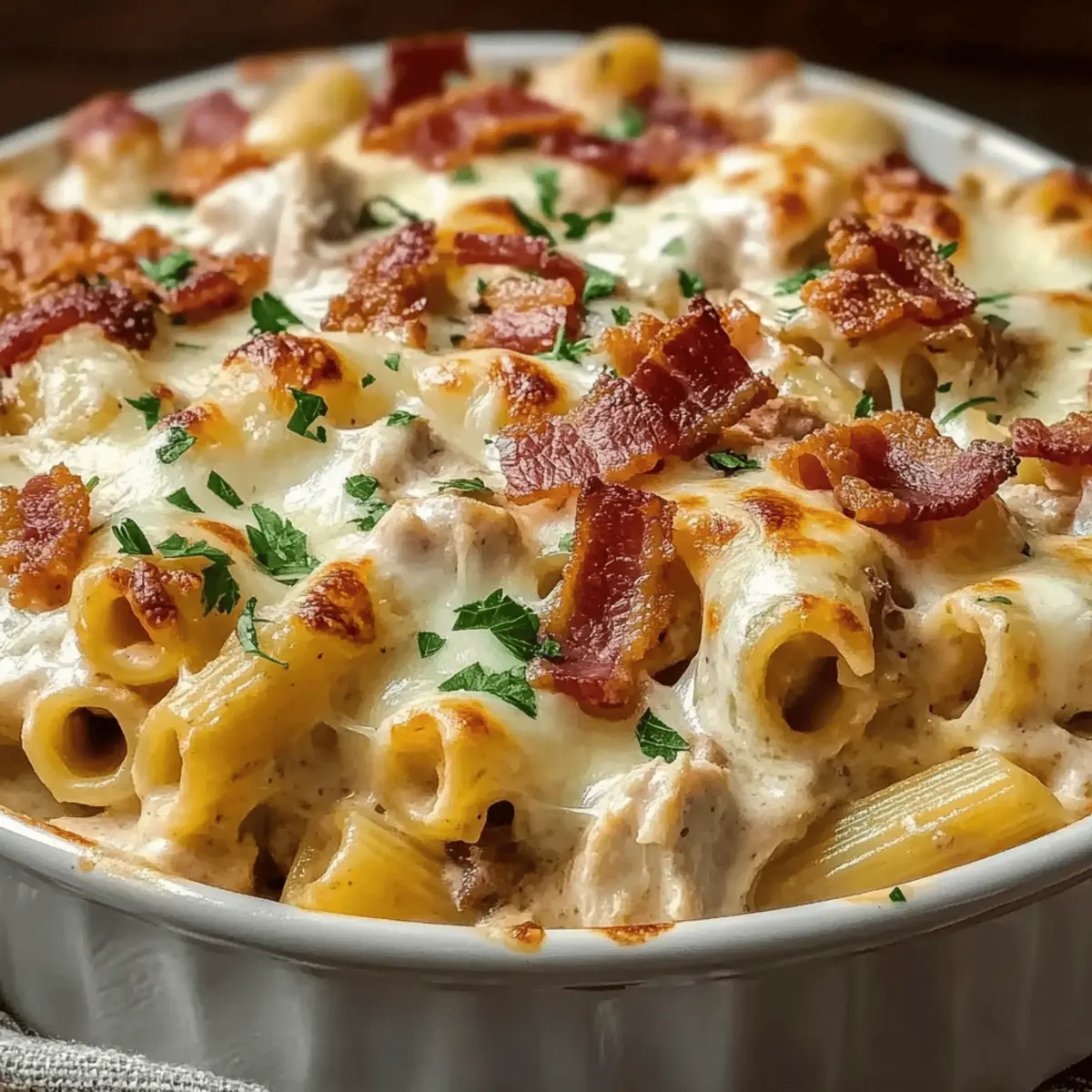 Creamy Chicken Bacon Ranch Pasta Bake