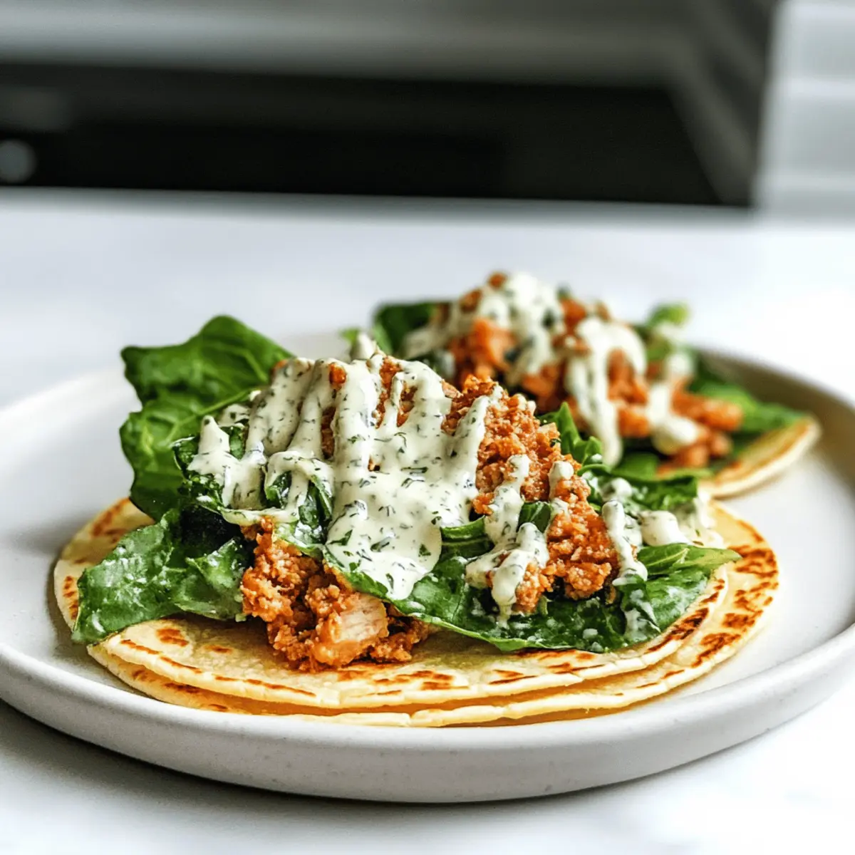 Smash Chicken Caesar Tacos