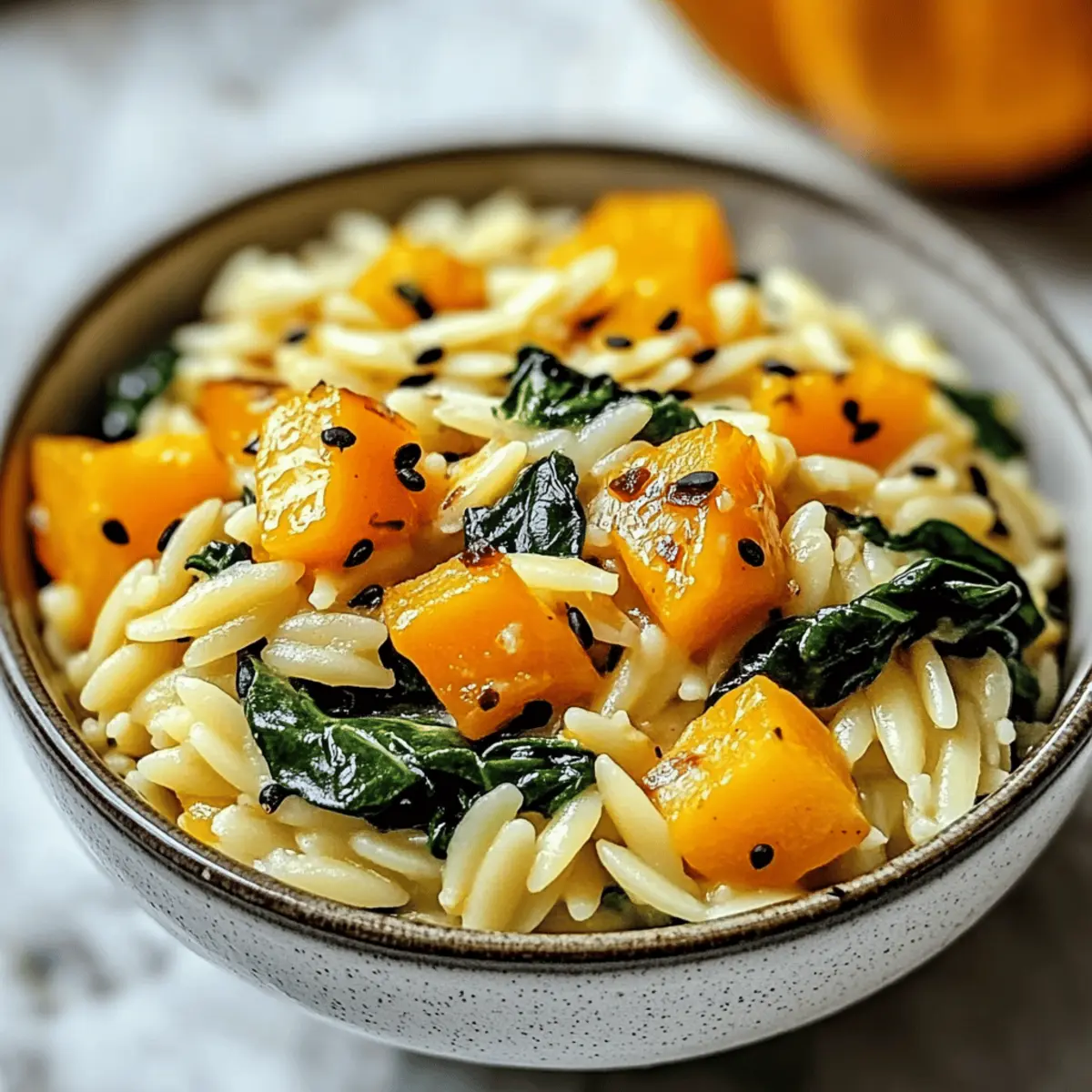 Creamy Orzo with Roasted Butternut Squash and Spinach