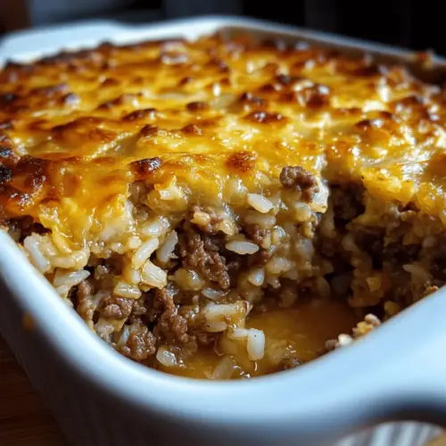 French Onion Ground Beef and Rice Casserole