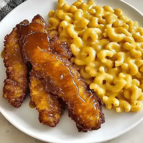 Hot Honey Chicken Tenders with Baked Mac and Cheese