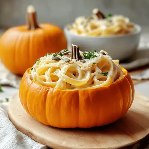Pumpkin Alfredo Pasta Cauldrons