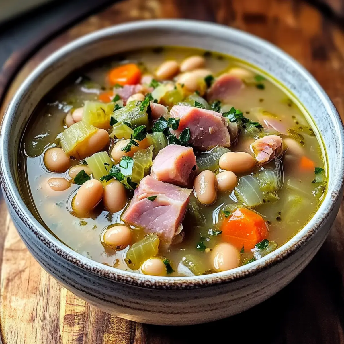 Smoked Ham Hock and Bean Cabbage Soup