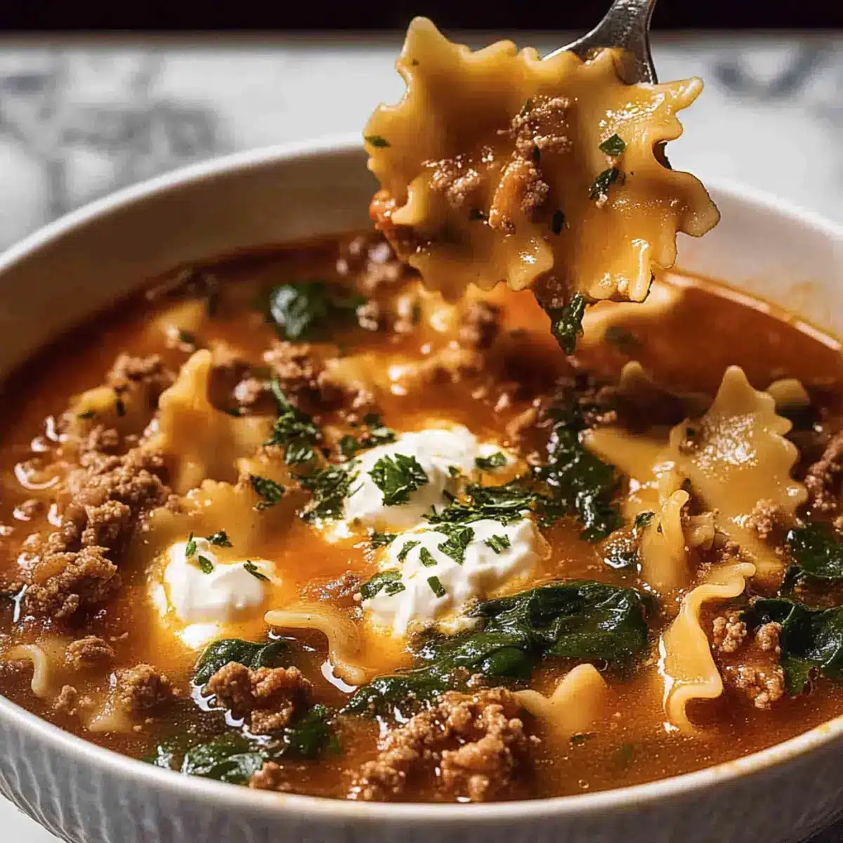 One Pot Lasagna Soup