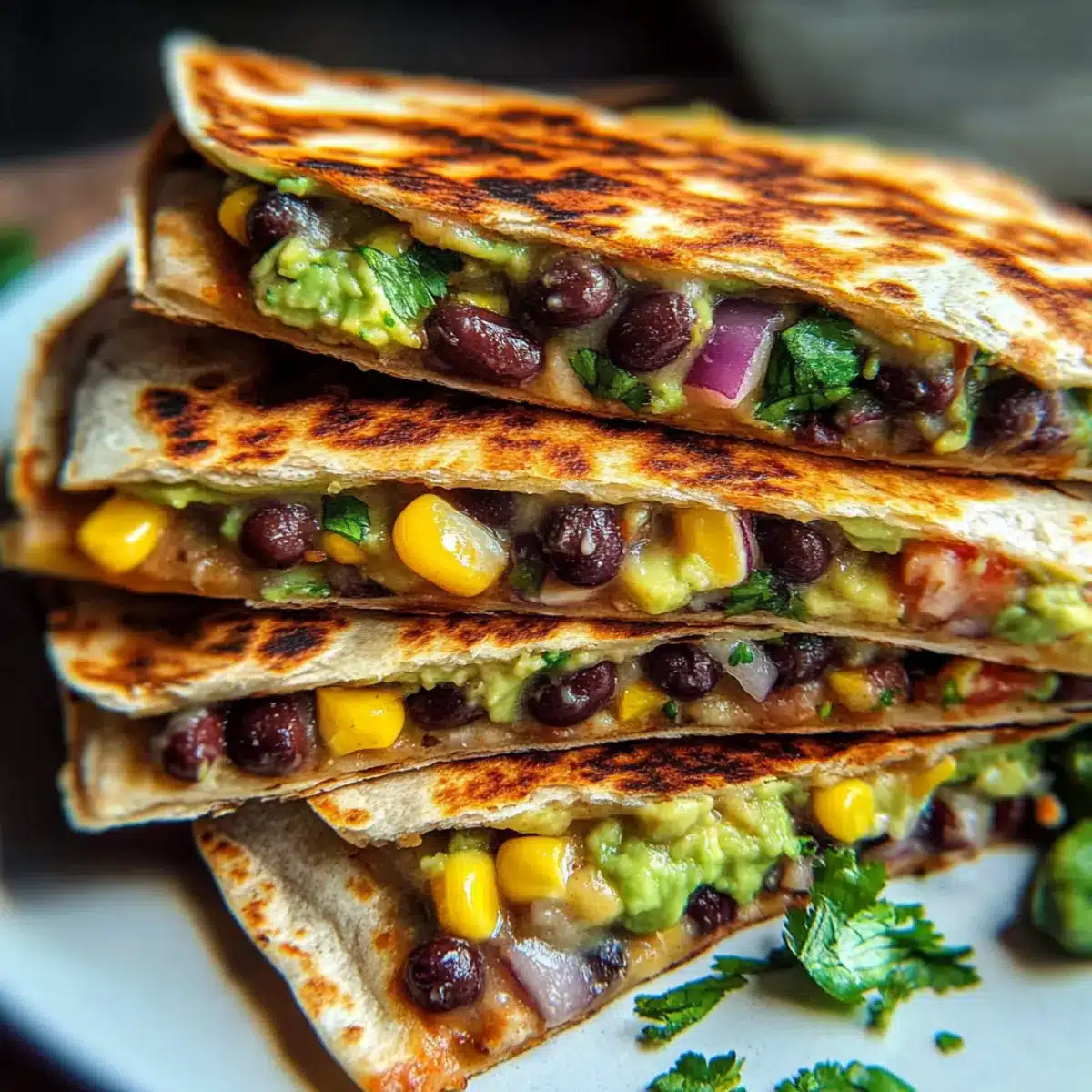 Vegan Quesadillas with Black Beans and Avocado