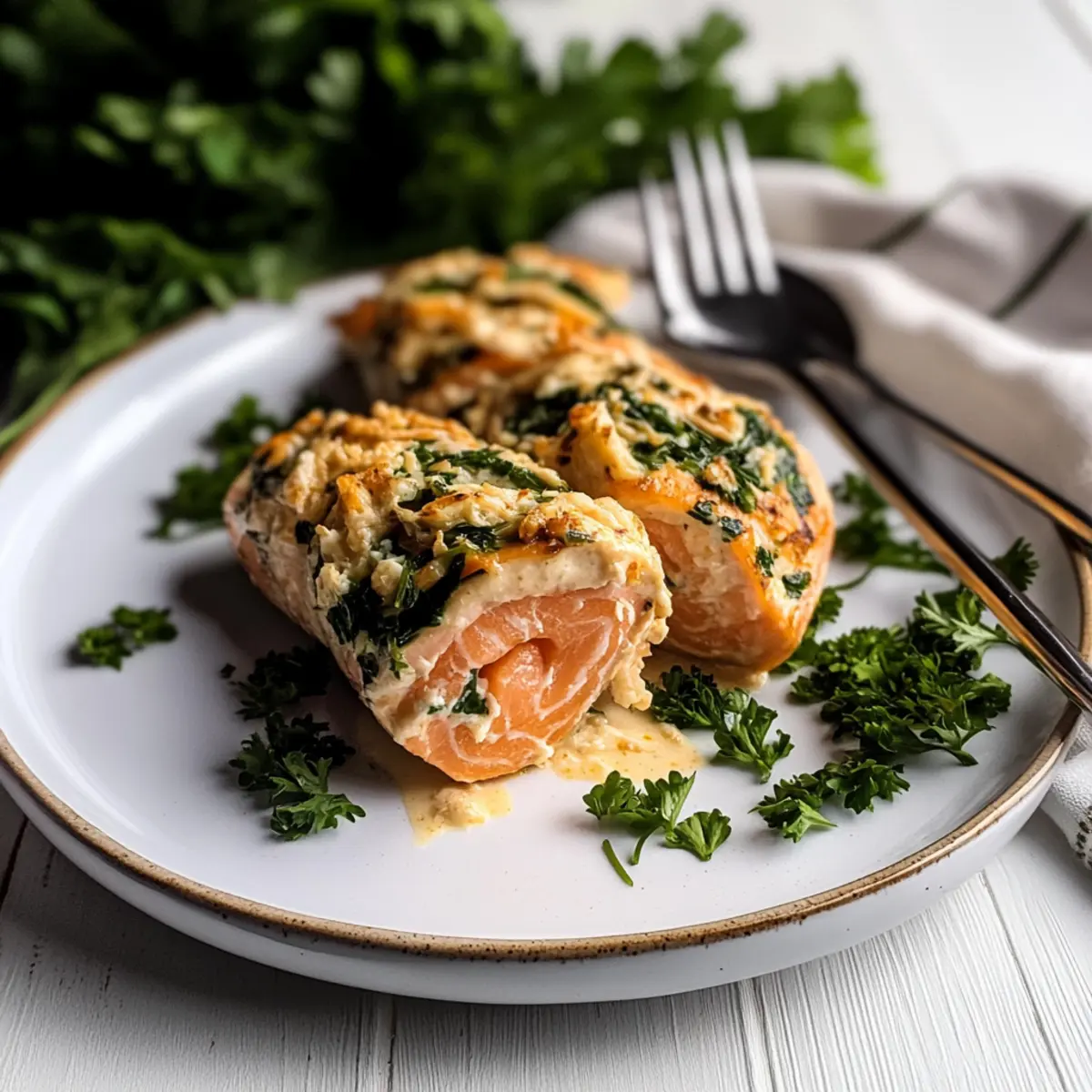 Crab Stuffed Salmon Pinwheels