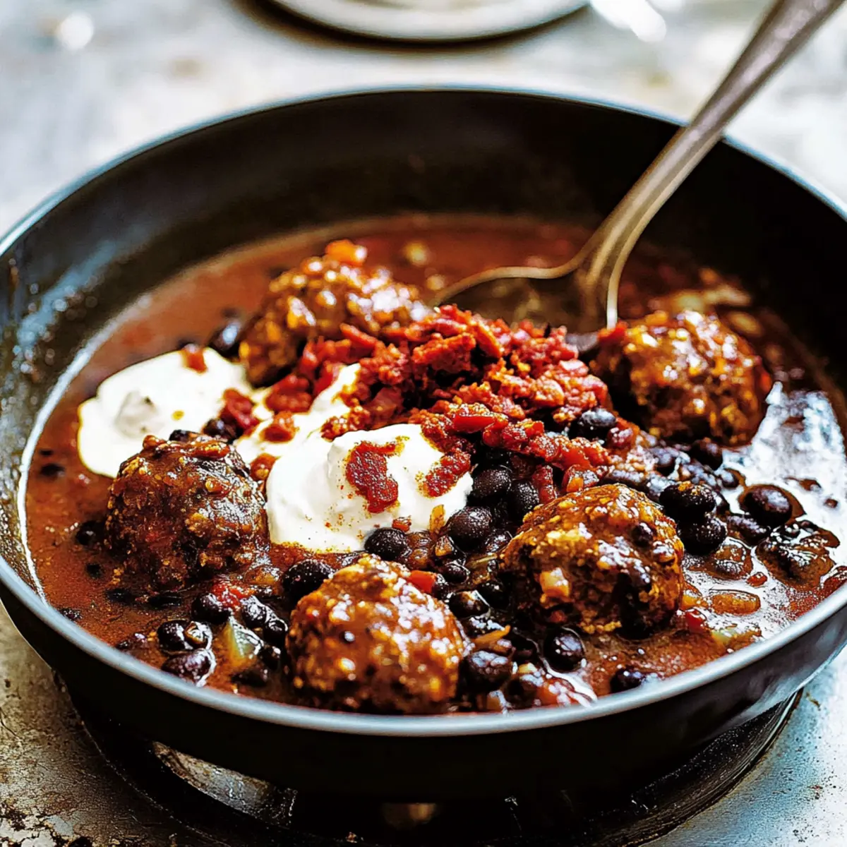 Chili Meatballs in Black Bean